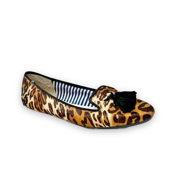 Charles Philip Shanghai Leopard Calf Hair Tassel Smoking Loafer Slip-On Flats 7 - Picture 1 of 12